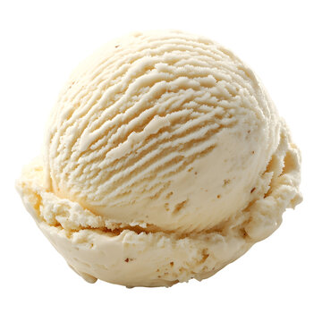 a single scoop of vani ice cream with a smooth, creamy texture, isolated on transparent background 