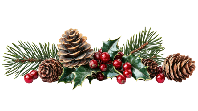 Frame made from flowers of red poinsettia, Christmas tree Branches and Red balls
