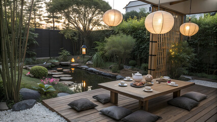 Tranquil Japanese Zen Garden Dining