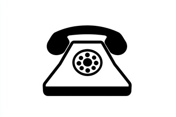 Pictogram a solid black phone on white, communication themes