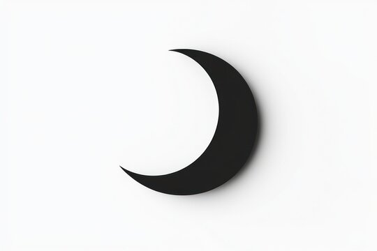 Pictogram a solid black moon on white, night or sleep themes