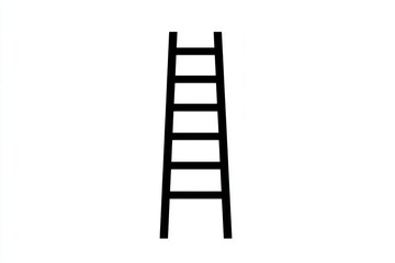Pictogram a solid black ladder on white, career growth or construction themes