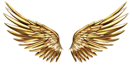 The wings of a golden bird are shown in full view, with the feathers spread out