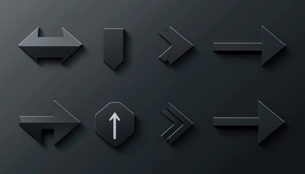Solid black arrow icons, direction or navigation content
