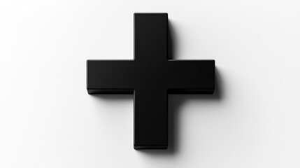 Obraz premium Solid black medical cross icon on white background. Ideal for healthcare signage
