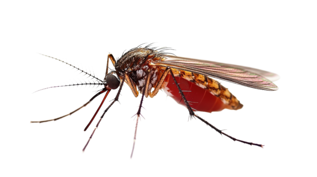 A mosquito is standing on a white background