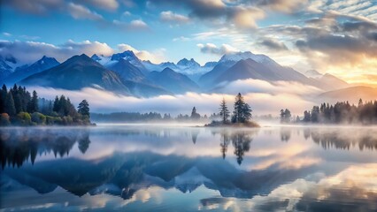 Fototapeta premium Ethereal Silver Light Background: Magical Landscape Photography