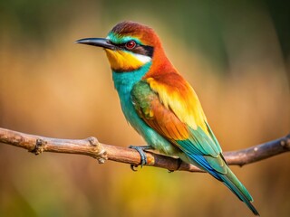 Fototapeta premium European Bee-eater Bird Perched on Branch, Wildlife Photography