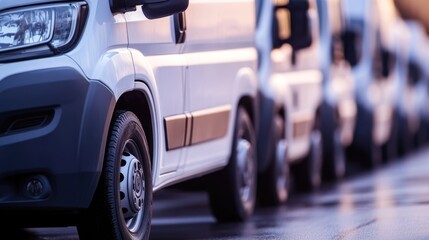White Vans Parked in a Row