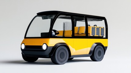 Yellow Electric Minivan with Solar Panels