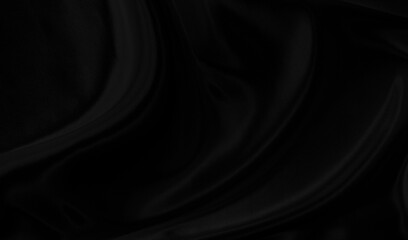 Black gray satin dark fabric texture luxurious shiny that is abstract silk cloth background with patterns soft waves blur beautiful.