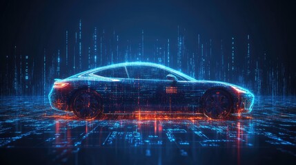 Futuristic vehicle.  Digital car