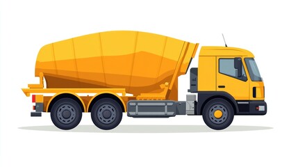 Yellow Concrete Mixer Truck Illustration