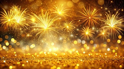 Festive Gold Glitter Fireworks Holiday Background - Abstract Sparkle Texture