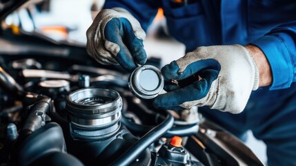 Fototapeta premium A mechanic holding a new throttle body replacement next to an old one