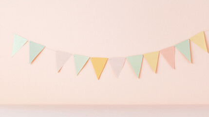 Pastel Party Bunting with Confetti &ndash; Soft Festive Celebration Background