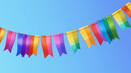 Pastel Party Bunting with Confetti – Soft Festive Celebration Background