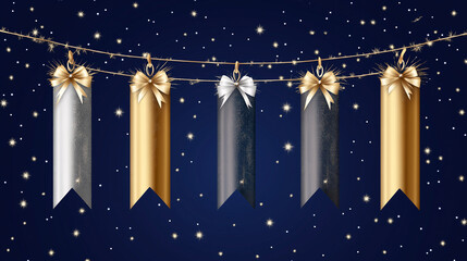 Christmas Party Bunting with Snowfall and Festive Lights – Holiday Celebration Background