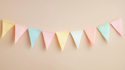 Pastel Party Bunting with Confetti – Soft Festive Celebration Background