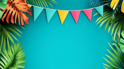 Pastel Party Bunting with Confetti – Soft Festive Celebration Background