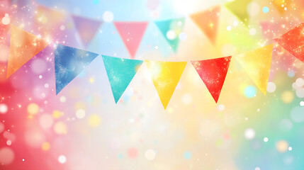 Christmas Party Bunting with Snowfall and Festive Lights – Holiday Celebration Background