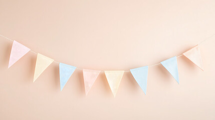 Pastel Party Bunting with Confetti – Soft Festive Celebration Background