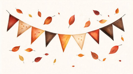 Autumn Party Banner with Falling Leaves – Festive Seasonal Decoration Illustration