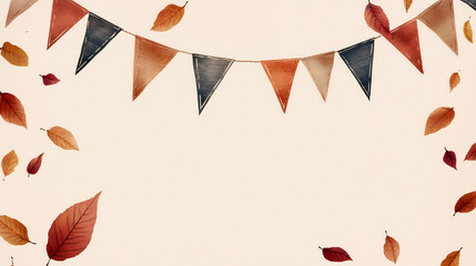 Autumn Party Banner with Falling Leaves – Festive Seasonal Decoration Illustration