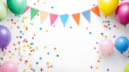 Pastel Party Bunting with Confetti – Soft Festive Celebration Background