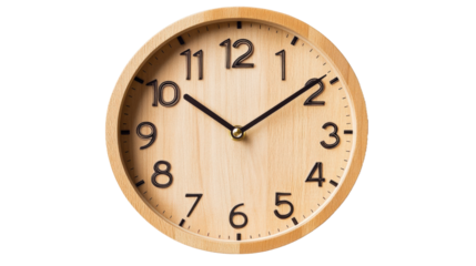 A wooden alarm clock with the hands on the numbers 3 and 9