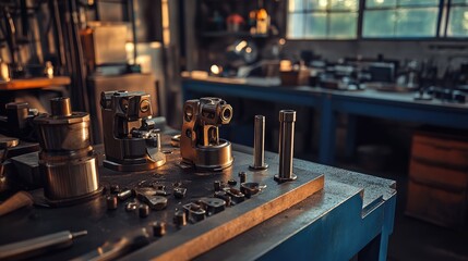 A set of throttle cleaning tools on a mechanic's workbench
