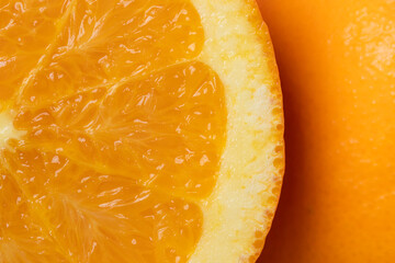 Close up orange pulp texture. Top view