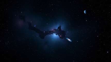 Fototapeta premium Dark blue purple black starry space background galaxy wallpaper