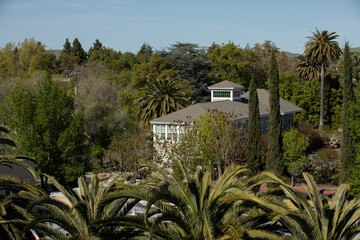 Afternoon view of historic buildings in downtown Concord, California, USA.