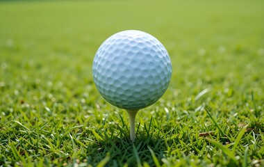 Obraz premium A Golf Ball and a tee on the fresh grass