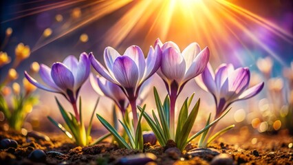 Crocus Flowers in Spring Sunlight