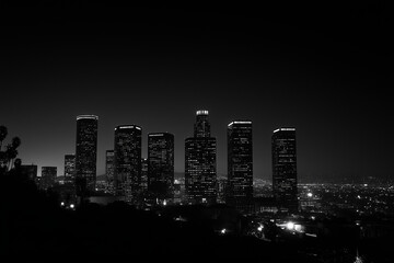 los angeles skyline at night