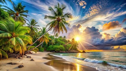 Fototapeta premium Tropical Beach Paradise at Sunset