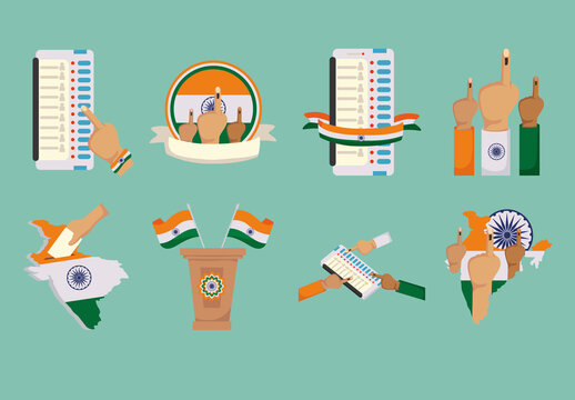 Brown India General Political Voting Icons Set