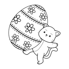 Easter coloring page with cat