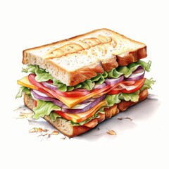an AI Image Generator, Delicious Sandwich with Fresh Vegetables