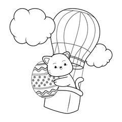 Easter coloring page with cat