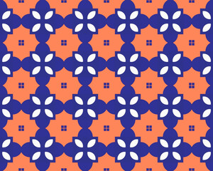 Fototapeta premium Seamless Geometric Pattern with Floral Shapes