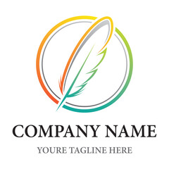 Feather vector logo design
