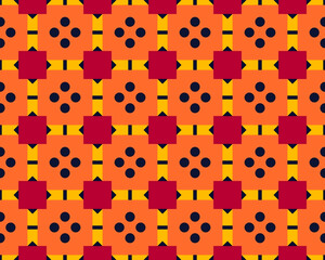 Seamless Geometric Pattern with Orange and Red Squares
