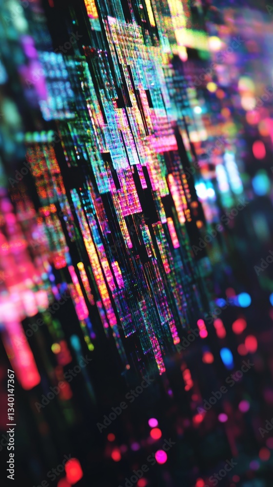 Aufkleber abstract digital lines with vibrant colors, futuristic tech design concept