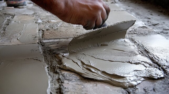 A craftsman using a trowel applying cement to a surface