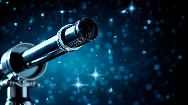 A telescope on a tripod positioned for direct imaging of distant celestial objects in the universe, designed for clarity and optimal astronomical observation.