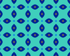 Seamless Blue Diamond Pattern on Teal Background