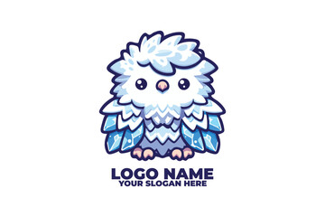 fluffy eagle with frost covered wings or ice crystal